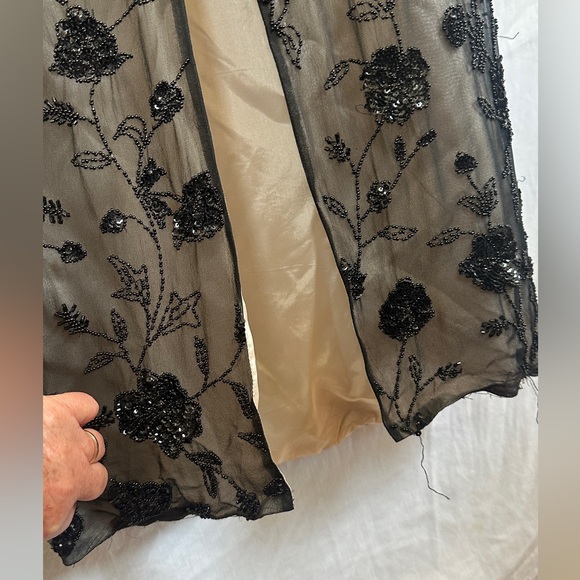 Adrianna Papell black silk beaded dress gown Size 8 - Picture 4 of 6